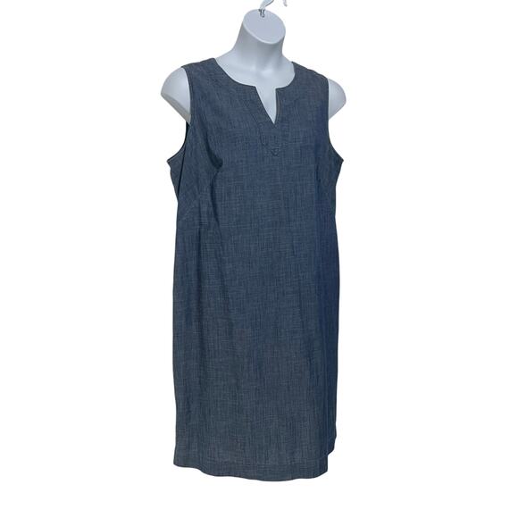 Talbots Womens Plus Size 14W Slub Denim Shift Midi Dress Blue - Picture 8 of 11